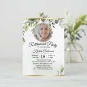 Elegant Foliage Eucalyptus Retirement Party Kaart (Staand voorkant)