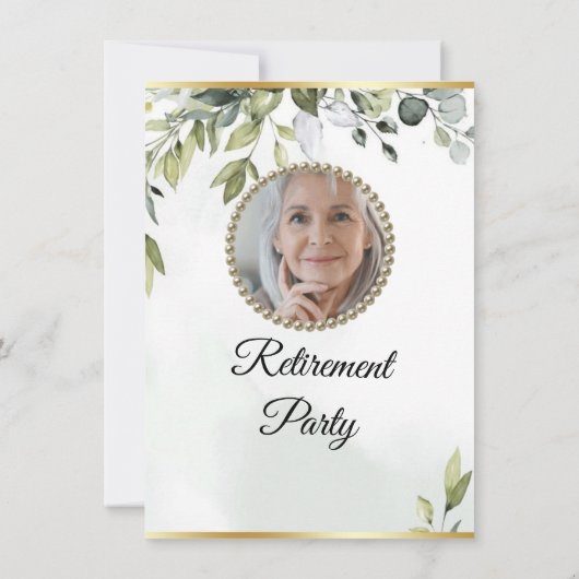 Elegant Foliage Eucalyptus Retirement Party Kaart (Achterkant)