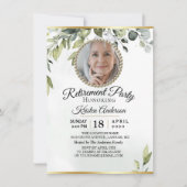 Elegant Foliage Eucalyptus Retirement Party Kaart (Voorkant)
