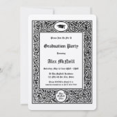 Elegant Foliage & Floral Border Graduation Kaart (Achterkant)