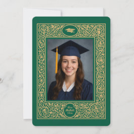 Elegant Foliage & Floral Border Graduation Kaart