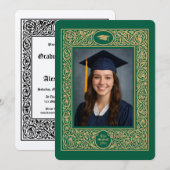 Elegant Foliage & Floral Border Graduation Kaart (Voorkant / Achterkant)