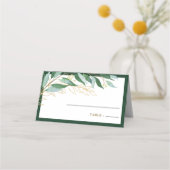 Elegant Foliage Forest Groen Goud Bruiloft Plaatskaartje (Achterkant)
