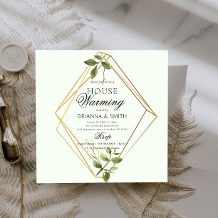 Elegant Foliage Geometrische Housewarming Kaart