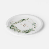 Elegant Foliage Gold Geometric Monogram Weddenscha Papieren Bordje (Gekanteld)