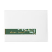 Elegant Foliage Gold Leaf Green Monogram Weddensch Adreslabel Wikkel (Voorkant)