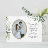 Elegant Foliage & goudparelbruiloft Bedankkaart (Staand voorkant)