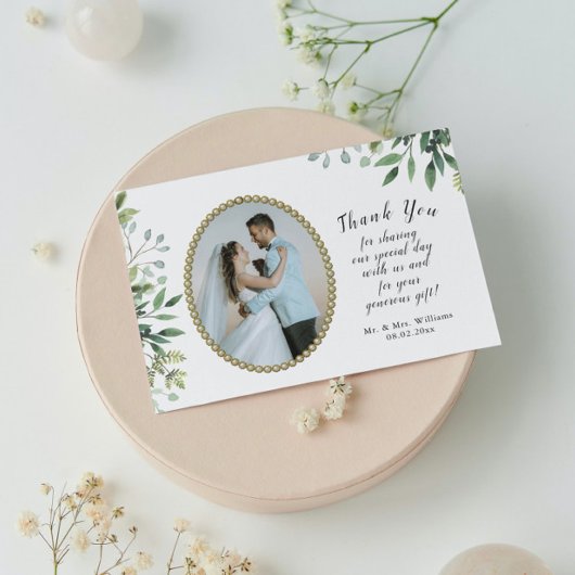 Elegant Foliage & goudparelbruiloft Bedankkaart