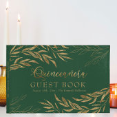 Elegant Foliage Green en Gold Quinceanera Gastenboek
