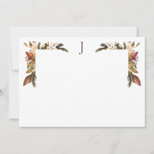 Elegant Foliage Green Gold Monogram Bedankkaart