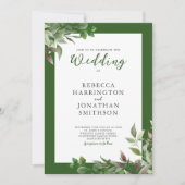 Elegant Foliage Green Leaf Wedding Invitation (Voorkant)
