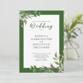 Elegant Foliage Green Leaf Wedding Invitation (Staand voorkant)