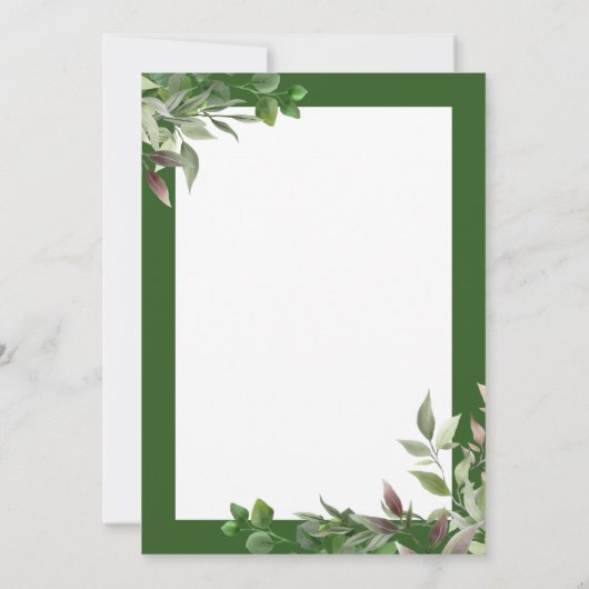 Elegant Foliage Green Leaf Wedding Invitation (Achterkant)