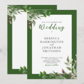 Elegant Foliage Green Leaf Wedding Invitation (Voorkant / Achterkant)