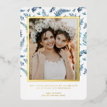 Elegant Foliage | Hanukkah Photo Collage Kaart<br><div class="desc">Hanukkah... Het festival van de lichten is hier. Licht de menorah aan, speel met het droesdel en feast op latkes en sufganiyot. Viel de geest van Hanukkah met vrienden, familie met onze prachtige fotokaarten. Deze elegante Hanukkah-kaart is een verbluffend modern vakantiethema dat ideaal is voor iedereen op je mailinglijst. Een...</div>