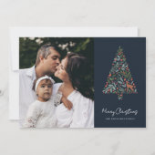 Elegant Foliage-kerstboom | marine | Foto Feestdagenkaart (Voorkant)