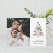 Elegant Foliage-kerstboom | wit | Foto Feestdagenkaart (Staand voorkant)
