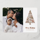 Elegant Foliage-kerstboom | wit | Foto Folie Feestdagenkaart (Voorkant)