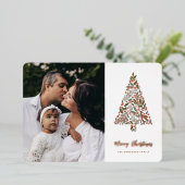 Elegant Foliage-kerstboom | wit | Foto Folie Feestdagenkaart (Staand Voorkant)