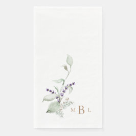 Elegant Foliage Lavender Gold Monogram Weddenschap Servet