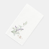 Elegant Foliage Lavender Gold Monogram Weddenschap Servet (Hoek)