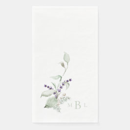 Elegant Foliage Lavender Mint Monogram Weddenschap Servet