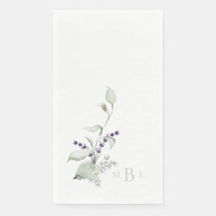 Elegant Foliage Lavender Mint Monogram Weddenschap Servet