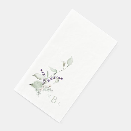 Elegant Foliage Lavender Mint Monogram Weddenschap Servet (Hoek)