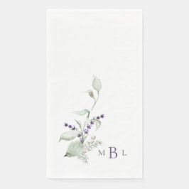 Elegant Foliage & Lavender Monogram Weddenschap II Servet
