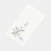 Elegant Foliage & Lavender Monogram Weddenschap II Servet (Hoek)