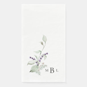 Elegant Foliage Lavender Monogram Weddenschap Servet