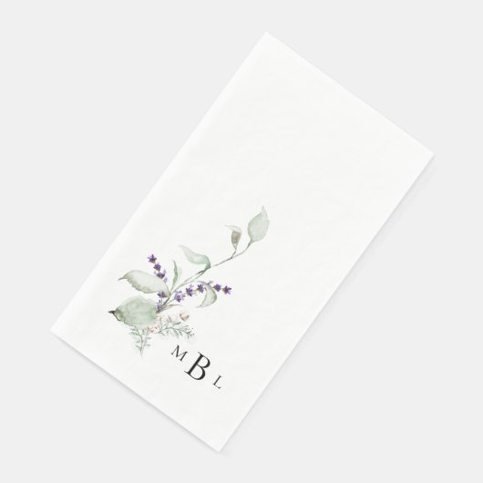 Elegant Foliage Lavender Monogram Weddenschap Servet (Hoek)