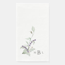 Elegant Foliage & Lavender Monogram Weddenschap Servet