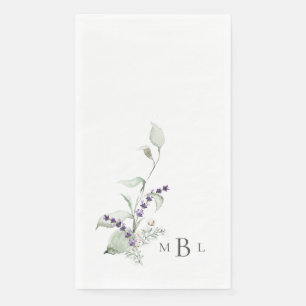Elegant Foliage & Lavender Monogram Weddenschap Servet