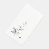 Elegant Foliage & Lavender Monogram Weddenschap Servet (Hoek)