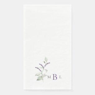 Elegant Foliage Lavender Monogram Weddenschap Servet