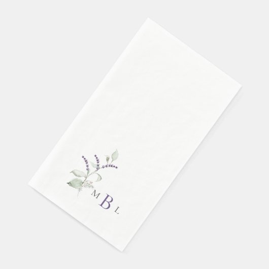 Elegant Foliage Lavender Monogram Weddenschap Servet (Hoek)