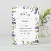 Elegant Foliage & Lavender Wedding Kaart (Staand voorkant)