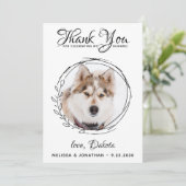 Elegant Foliage Leaves Pet Photo Dog Weddenschap D Bedankkaart (Staand voorkant)