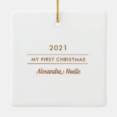 Elegant Foliage Lijst Eerste Kerstdag Foto Keramisch Ornament (Achterkant)