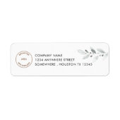 Elegant Foliage Logo Return Name Address Company Etiket (Voorkant)