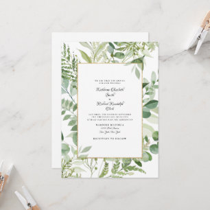 Elegant Foliage No Parents Wedding Invitation Kaart