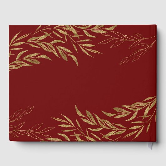 Elegant Foliage Red en Gold Quinceanera Gastenboek (Achterkant)