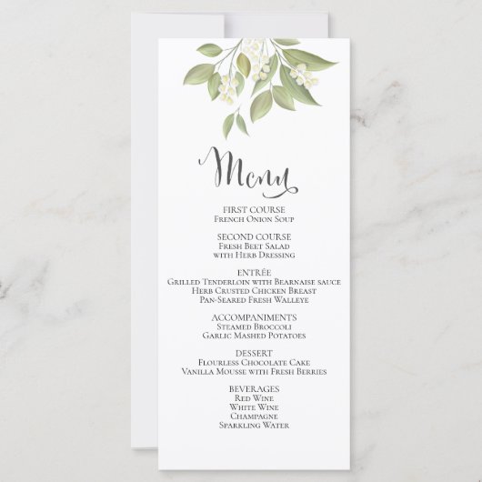 Elegant Foliage Sage Greenery leveert Wedding Menu (Voorkant)