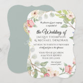 Elegant Foliage Silver Sage Waterverf Wilde Rozen Kaart (Voorkant / Achterkant)