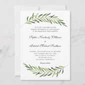 Elegant foliage + traditionele formulering bruilof kaart (Voorkant)