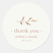 Elegant Foliage Waterverf Bruiloft Dank u Ronde Sticker (Voorkant)