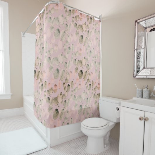 Elegant Foliage Waterverf Showgordijn Douchegordijn (In situ)