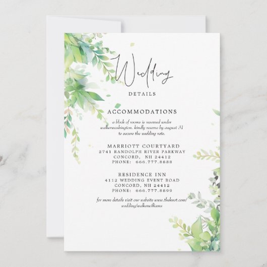 Elegant Foliage Wedding 2 hotels Details Kaart (Voorkant)