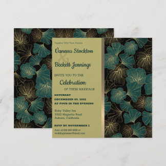 Elegant Foliage Wedding Invitation Kaart